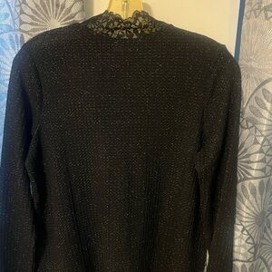 LOGO by Lori Goldstein Black Sparkle Sweater